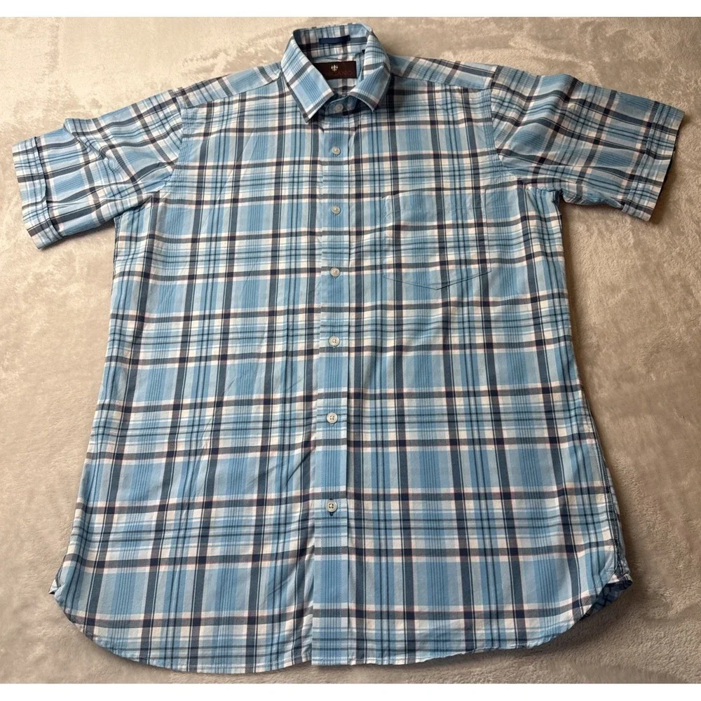 Toscano Patrick Assaraf Mens Plaid Short Sleeve Button Down Shirt‎ Size S